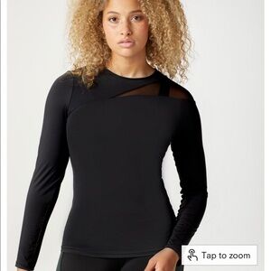 $168 Michi Inferno Long Sleeve Top Black XS Lightweight Sweatwicking Shirt